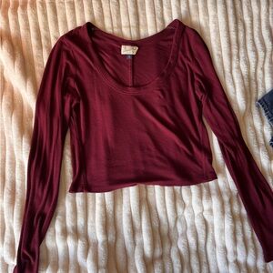 Universal Thread Burgundy Long Sleeve Crop Top